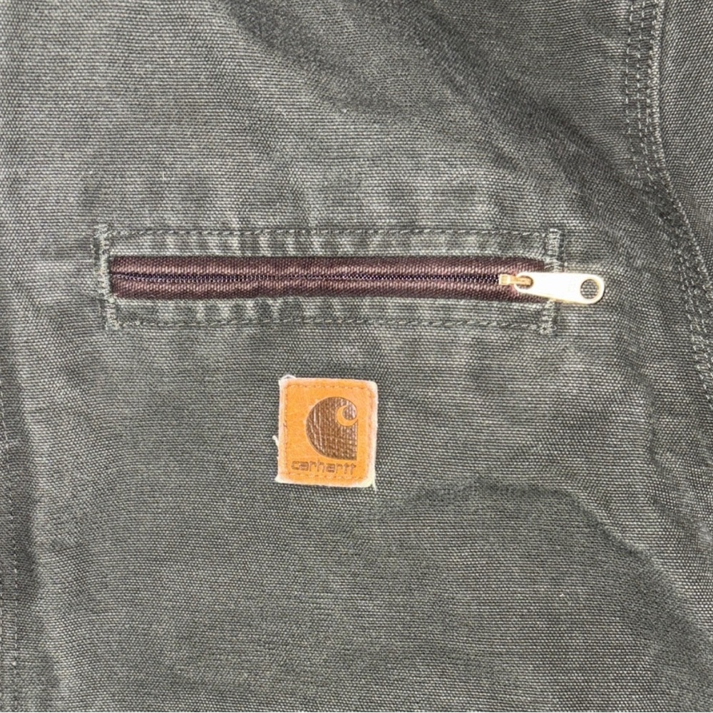Carhartt Dark Green Jacket with Brown Collar Men’s J97 MOS - Picture 10 of 14